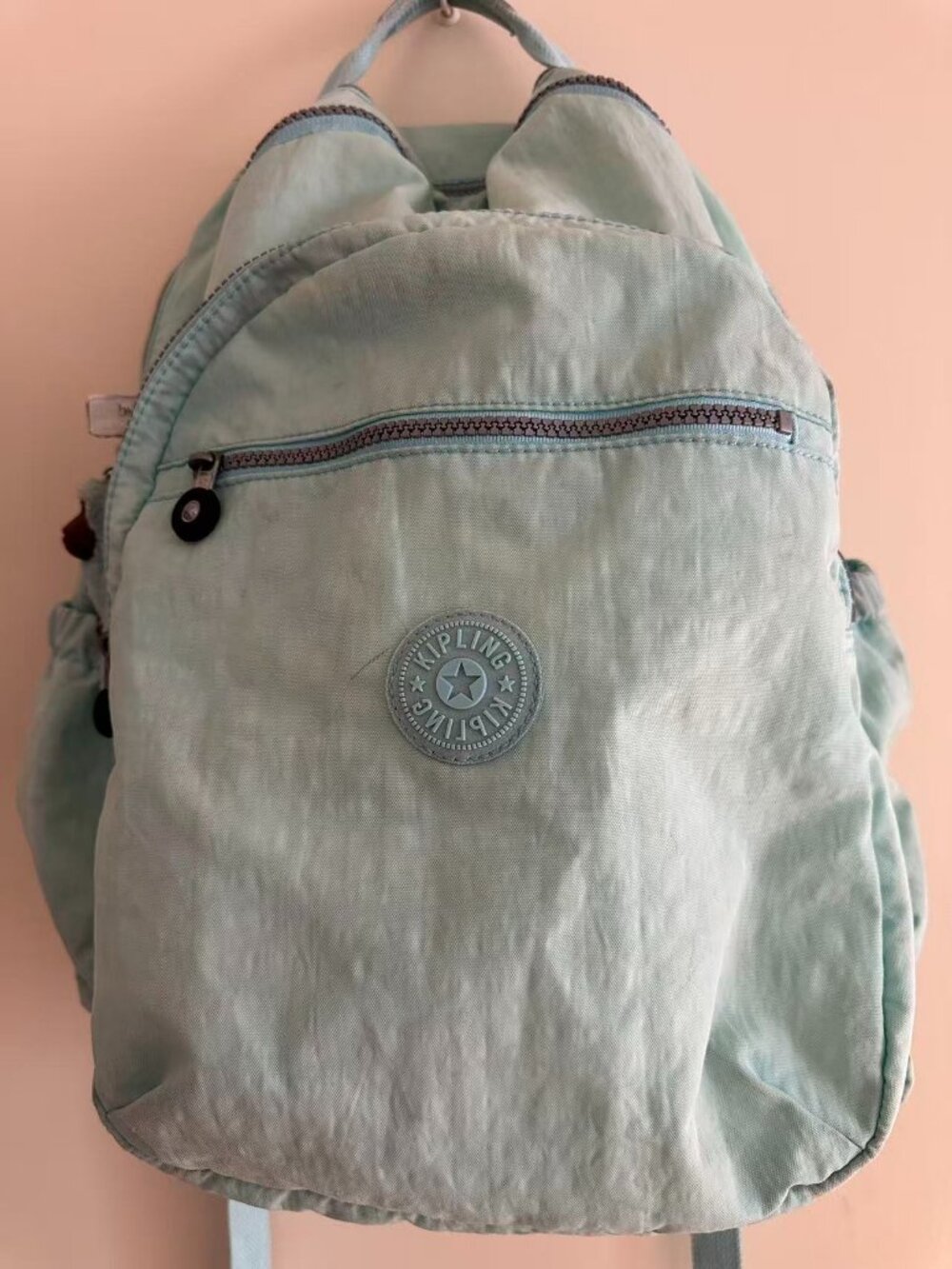 Kipling light blue extra large nylon backpack